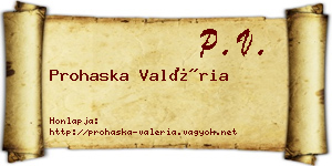 Prohaska Valéria névjegykártya